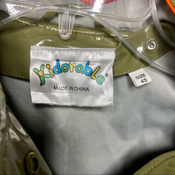 KIDORABLE LINED DINOSAUR RAIN COAT W/Pockets, Hood - Picture 8 of 12